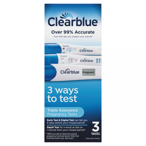 Clearblue Triple Assurance Pregnancy Test Kit with 3 Test Sticks, 3 Ea Clearblue Triple Assurance Pregnancy Test Kit with 3 Test Sticks, 3 Ea