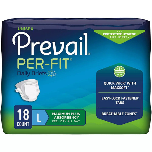 Prevail Per-Fit Unisex Adult Incontinence Briefs L - 18 Ct