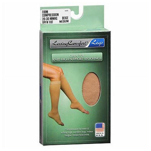 Loving Comfort Knee High Support Stockings Toe Medium - 1 Ct