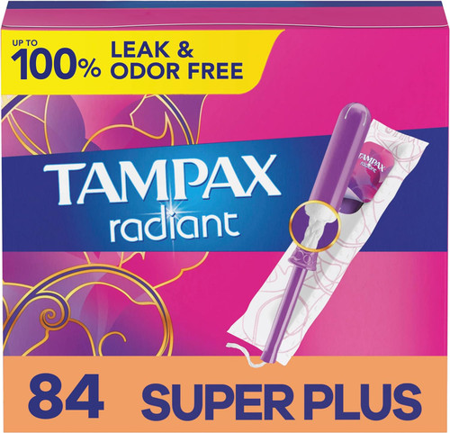 Tampax Radiant Tampons With Leakguard Braid, Super Plus Absorbency, 28Ct