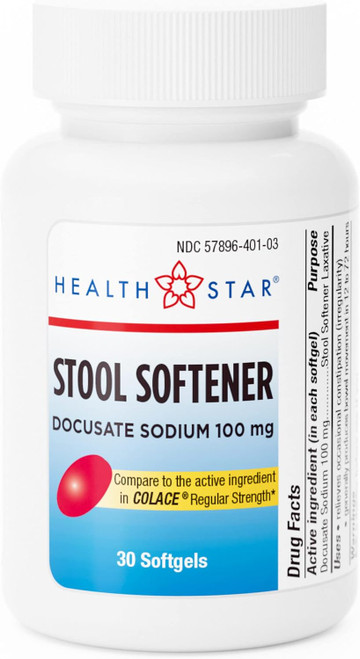 GeriCare Stool Softener Docusate Sodium 100 mg Laxative - 30 Ct