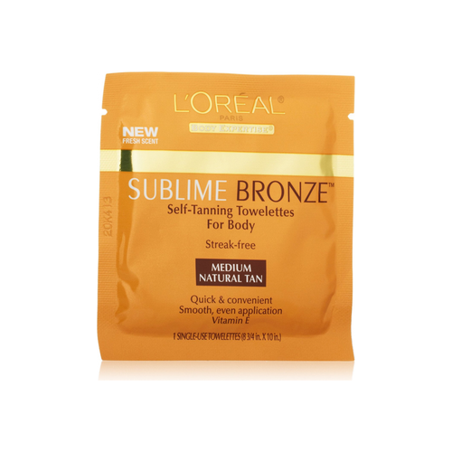 L'Oreal Sublime Bronze Self-Tanning Towelettes For Body, Medium Natural Tan 6 Each