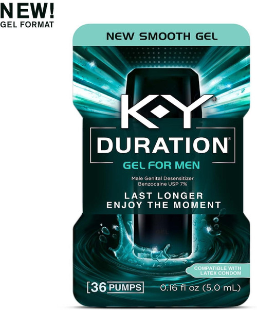 K-Y Duration Gel For Men - Last Longer & Enjoy The Moment, 36 Pumps, (Condom Safe) Male Genital Desensitizer 0.16 Oz