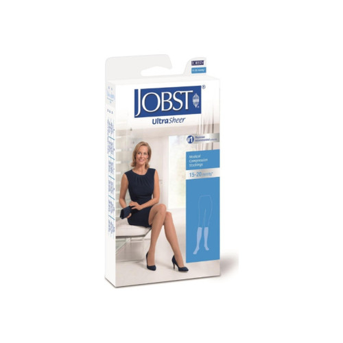 Jobst Ultrasheer 15-20 Mmhg Closed Toe Knee High Support Sock, Black, Large, 1 Pair