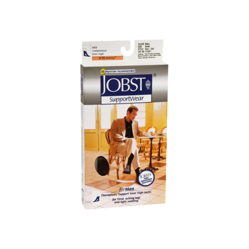 Jobst Supportwear Socks For Men Knee High 8-15 Mmhg Black Small 1 Pair