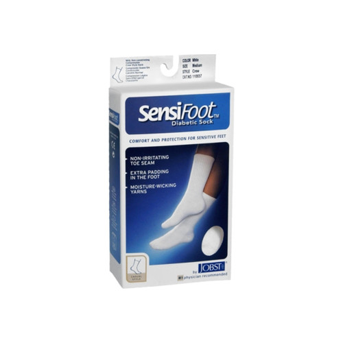 Jobst Sensifoot Crew Socks White Medium 1 Pair