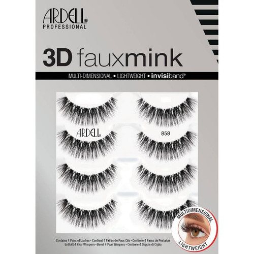 Ardell 3D Faux Mink EyeLashes 858 Black - 4 Ct
