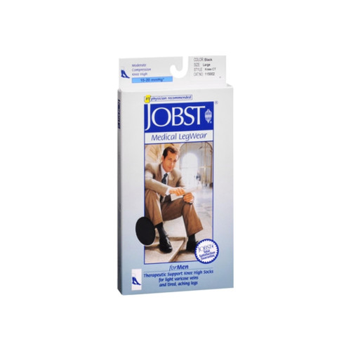 Jobst Medical Legwear For Men Knee High Socks 15-20 Mmhg Black Large 1 Pair