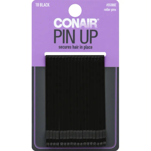 CONAIR Styling Essentials Roller Pins - Black, 18 count