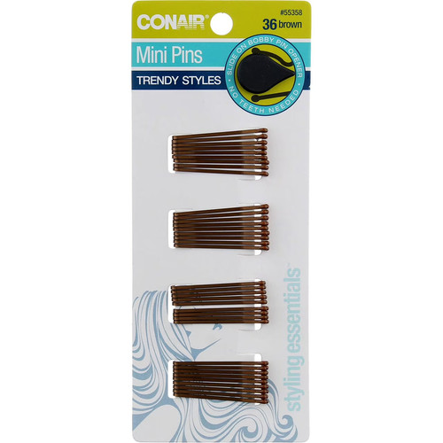 CONAIR Styling Essentials Secure Hold Mini Bobby Pins - Brown, 36 count
