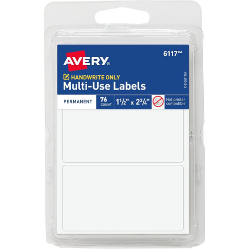 Avery All Purpose Labels, 1.5 x 2.75 - White - 76 count