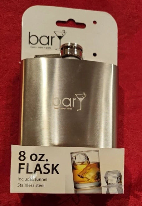barY3 Stainless Steel Flask - Silver - 8 oz