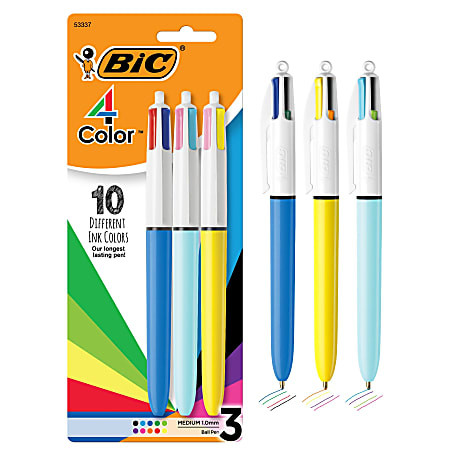 BiC 4 Color Retractable Ballpoint Pen Assorted Ink - 3 Count
