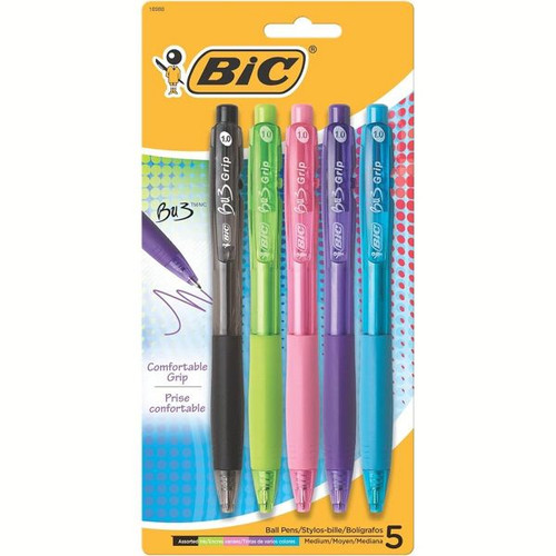 BiC Colored Retractable Ballpoint Pen Assorted Colors - 5 Count