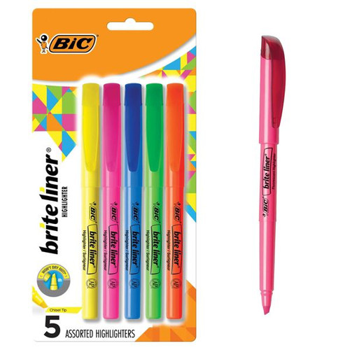 BiC Brite Liner Highlighters Assorted Brights - 5 Count