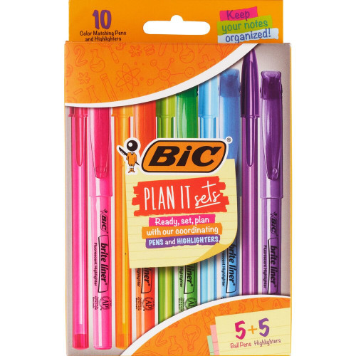 BiC Plan It Pens and Highlighters Set - Assorted Colors - 10 Count