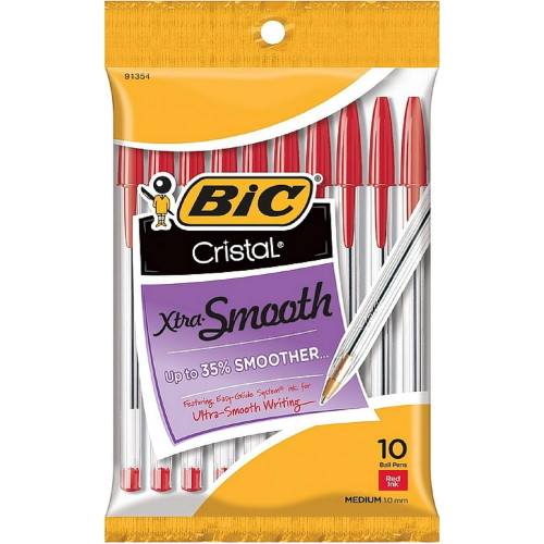 BiC Cristal Xtra Smooth Ballpoint Pen - Red - 10 Count