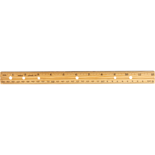 CLi Metal Edged Wood Ruler with Double Bevel - 12 Inches