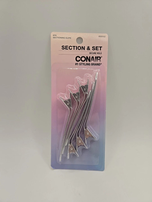 CONAIR Styling Essentials Section & Set Chrome Plated Hair Clips - 6 Ct