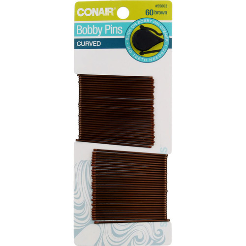 CONAIR Styling Essentials Curved Bobby Pins Brown - 60 count