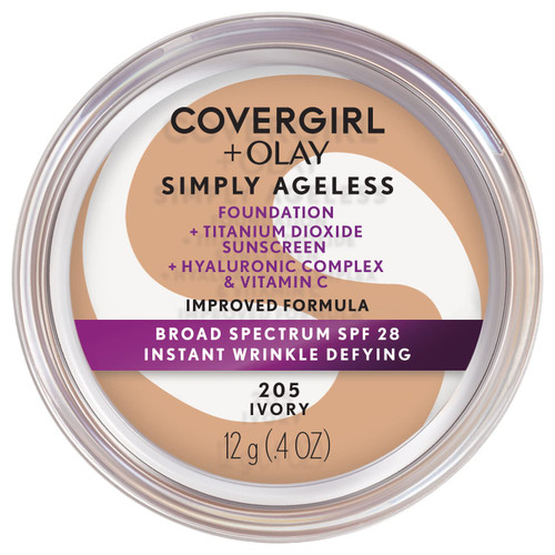 COVERGIRL + Olay Simply Ageless Wrinkle Defying Foundation Compact 205 Ivory - 0.4 oz