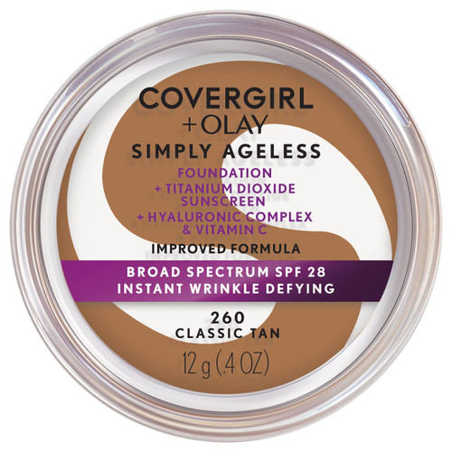 COVERGIRL + Olay Simply Ageless Wrinkle Defying Foundation Compact 260 Classic Tan - 0.4 oz