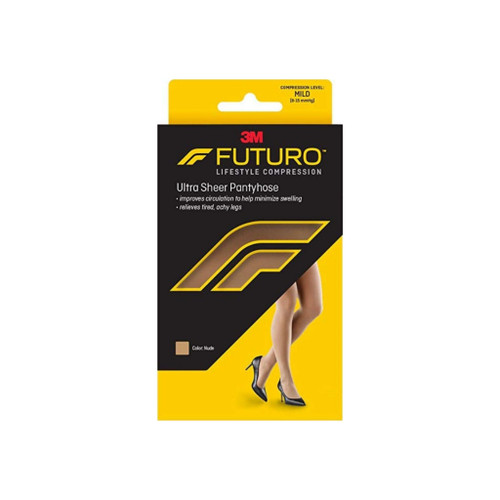 Futuro Energizing Ultra Sheer Pantyhose For Women French Cut Lace Panty Mild Medium Nude 1 Pair