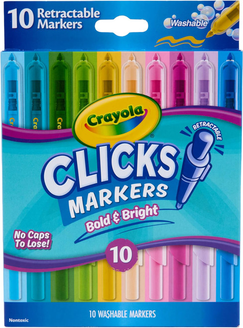 Crayola Clicks Retractable Markers, Bold & Bright - 10 Ct