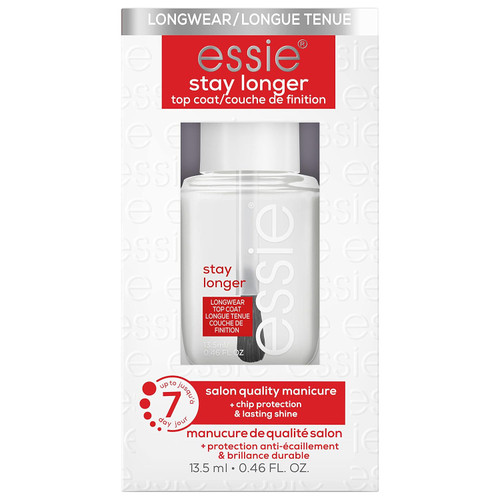 essie nail care, salon-quality longwear top coat, vegan, Stay Longer - 0.46 fl oz