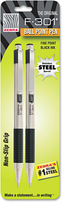 Zebra F-301 Retractable Ballpoint Pen Black Ink - 2 Pack