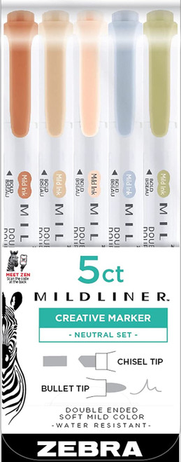 Zebra Mildliner Double Ended Highlighter Neutral - 5 Pack