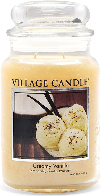 Village Candle Large Apothecary Jar Candle Creamy Vanilla - 21.25 oz
