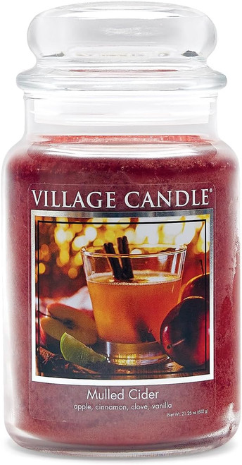 Village Candle Large Apothecary Jar Candle Mulled Cider - 21.25 oz