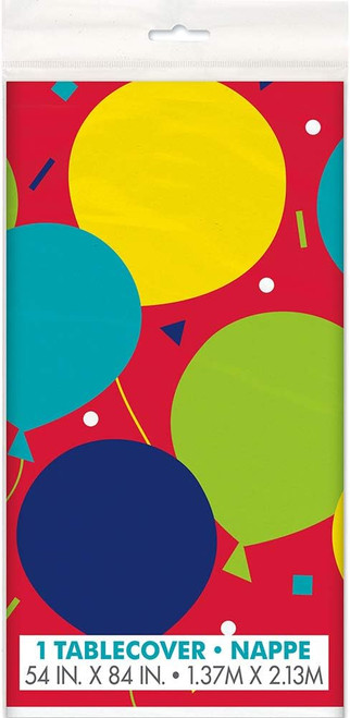 Unique Colorful Balloon Party Plastic Table Cover - 54" x 84" (1 Pc)