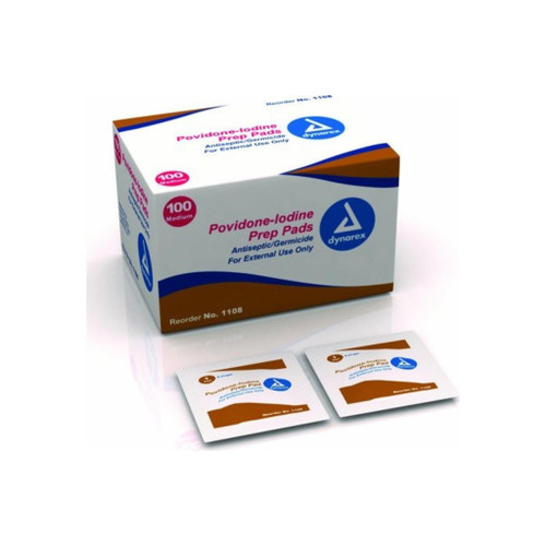 Dynarex Povidone-Iodine Prep Pads - Medium 100 Ea