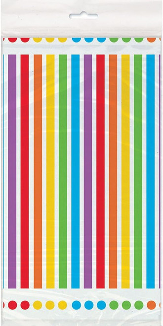 Unique Rainbow Birthday Rectangular Plastic Table Cover (54" x 84") - 1 Ct