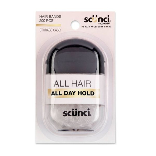 Scunci Clear Mini Poly Bands with Bonus Plastic Polyband Cutter - 200 Ct