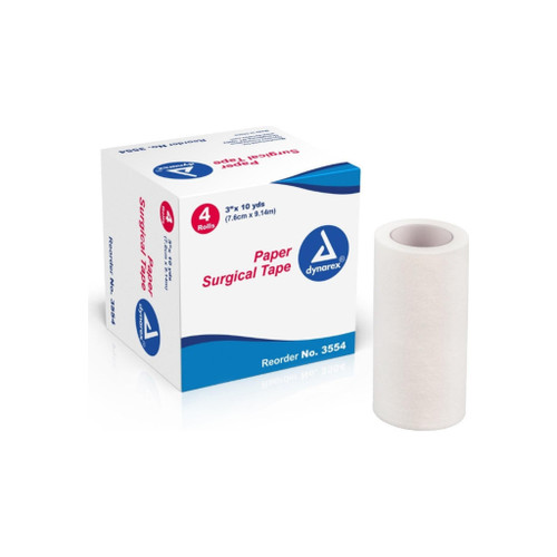 Dynarex Paper Surgical Tape Hypoallergenic 3 Inches X 10 Yards 40 Yards (4 Rolls)