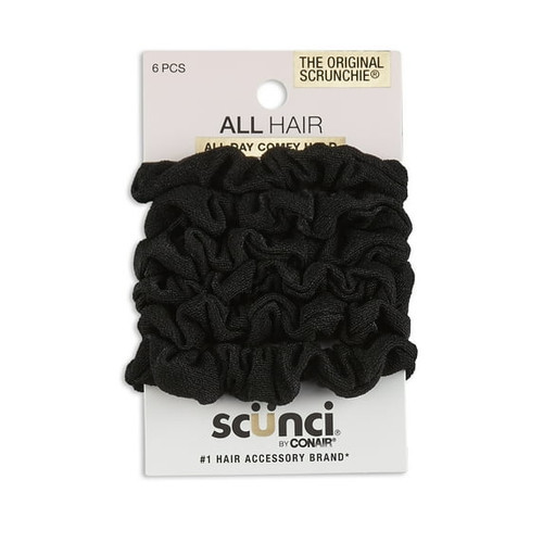 Scunci Mini Washable Scrunchie Hair Ties Black - 6 Ct