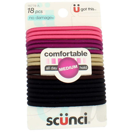 Scünci Everyday & Active No Damage Printed & Solid Elastics - 18 Ct