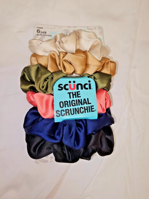 Scunci Scrunchies Multi Color Satin Super Soft - 6 Ct
