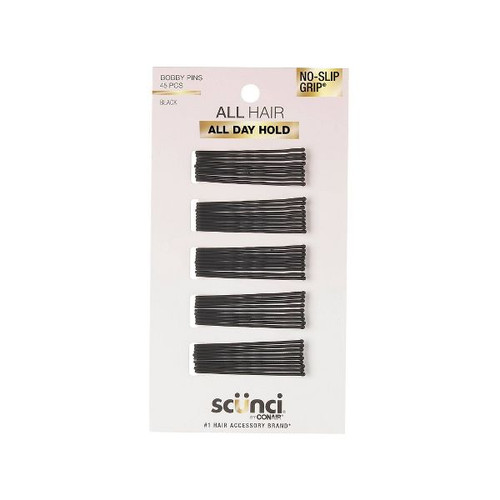 scünci No-Slip Grip Soft Touch Hair Bobby Pins Black - 45 pieces
