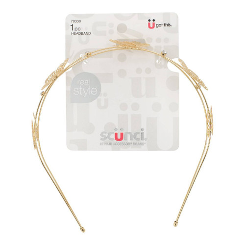 scünci Multi-Strand Stone Embellished Butterfly Metal Headband Gold - 1 Ct