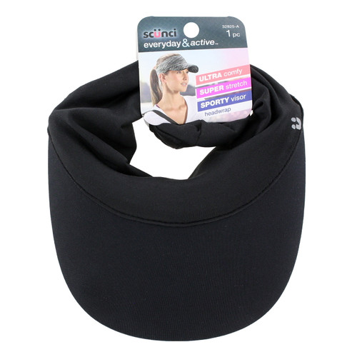 Scunci Everyday & Active Visor Headwrap, Black - 1 Ct