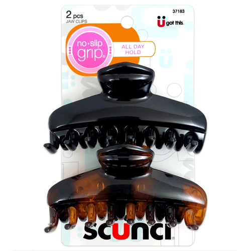 scünci All Day Hold Medium Claw Clips Brown and Black - 2 Ct