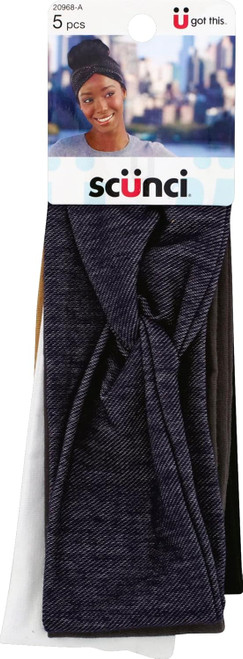 Scunci Conair Turban Denim & Solid - 5 Ct