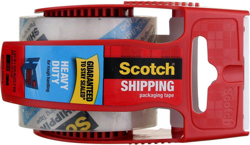 Scotch Heavy Duty Shipping Packing Tape with Dispenser, 2 x 54.6 yds