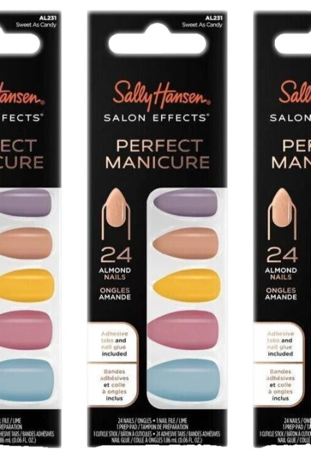 Sally Hansen Salon Effects Perfect Manicure Nails Kit Sweet As Candy - 24 Ct