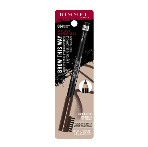 Rimmel London Brow This Way Shape & Define Eyebrow Pencil #004 Black Brown - 1 Ct