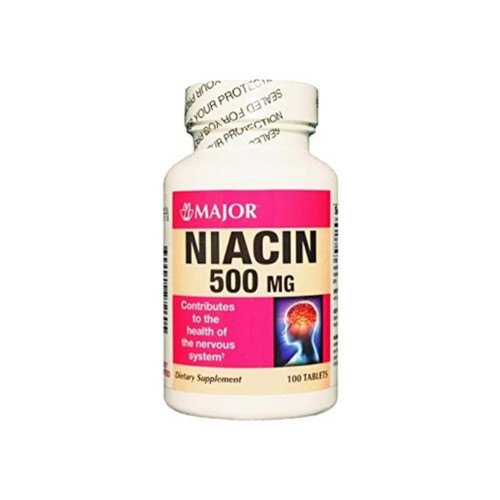Dietary Supplement Major Niacin 500 Mg Strength Tablet 100 Per Bottle